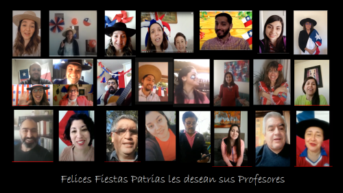 Saludo de Fiestas Patrias con payas y cuecas de los profesores del San Marcos