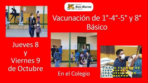 Cambio de Horarios de Vacunación a alumnos(as) de 1°,4°,5° y 8° Básico