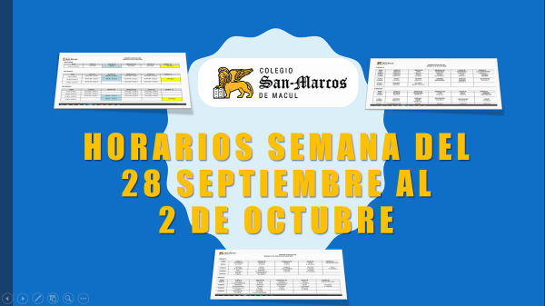 Horarios semana del 28 de septiembre al 2 de octubre