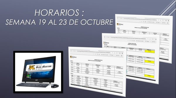 Horarios semana 19 al 23 de Octubre