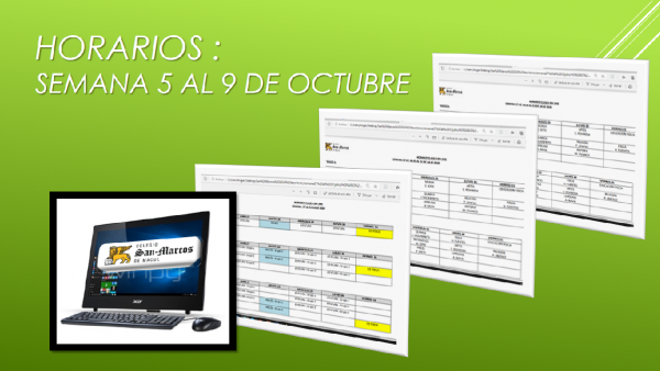 Horarios semana del 5 al 9 de Octubre