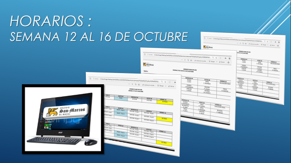 Horarios semana de 12 al 16 de octubre