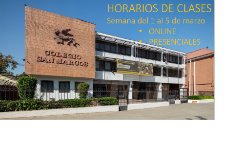 Horarios de clases: Semana del 1 al 5 de marzo