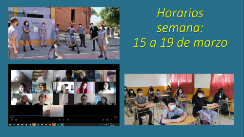 Horarios de clases semana: 15 al 19 de marzo