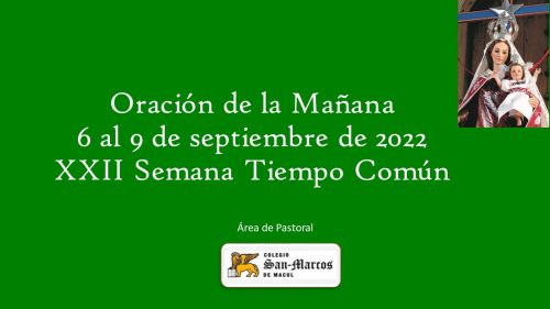 Oración de la mañana: 6 al 9 de septiembre