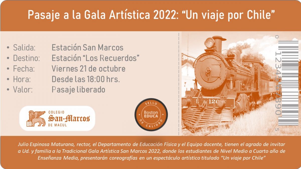 Invitación a la Gala Artística San Marcos 2022