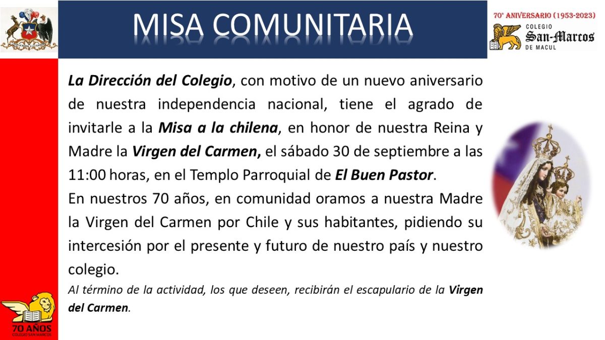 Invitación a Misa Comunitaria “a la chilena”