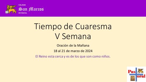 Oración de la mañana: Semana del 18 al 21 de marzo
