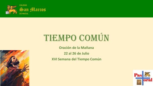 ORACIÓN DE LA MAÑANA: 22 AL 26 DE JULIO