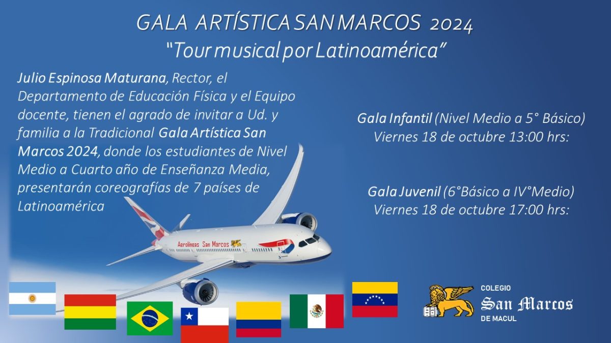 INVITACIÓN A GALA  ARTÍSTICA 2024: “TOUR  POR LATINOAMÉRICA”