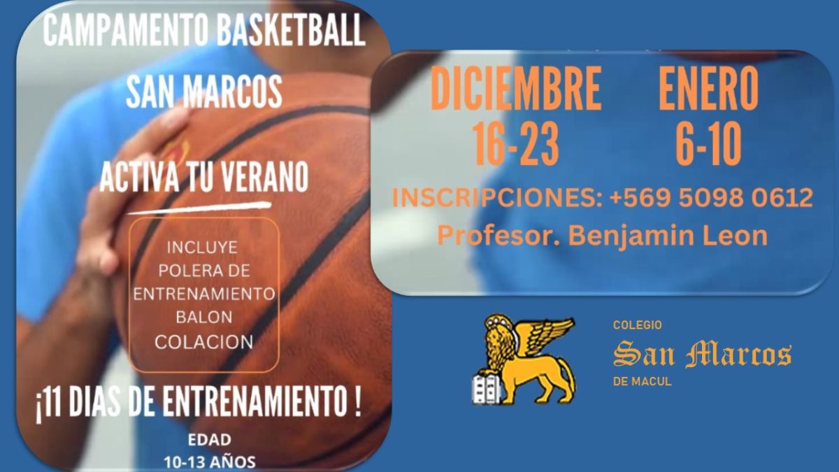 Invitación al Campamento de Verano de Baloncesto San Marcos