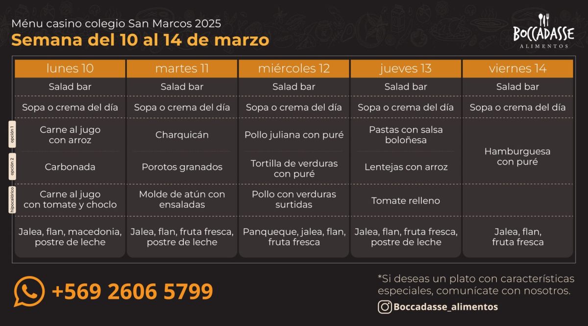 MENÚ CASINO: 10 AL 14 MARZO