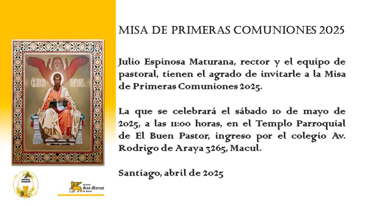 Invitación misa de primeras comuniones