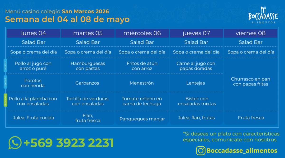 Menú Casino del 13 al 17 de abril