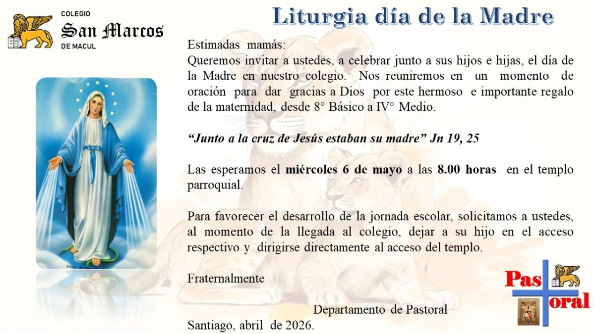 INVITACIÓN DÍA DE LA MADRE DE 8° BÁSICO A IV MEDIO