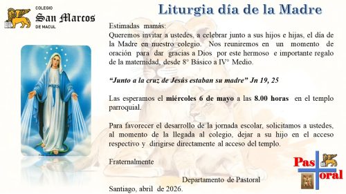 INVITACIÓN DÍA DE LA MADRE DE 8° BÁSICO A IV MEDIO