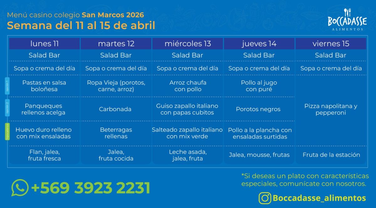 Menú Casino del 11 al 15 de mayo