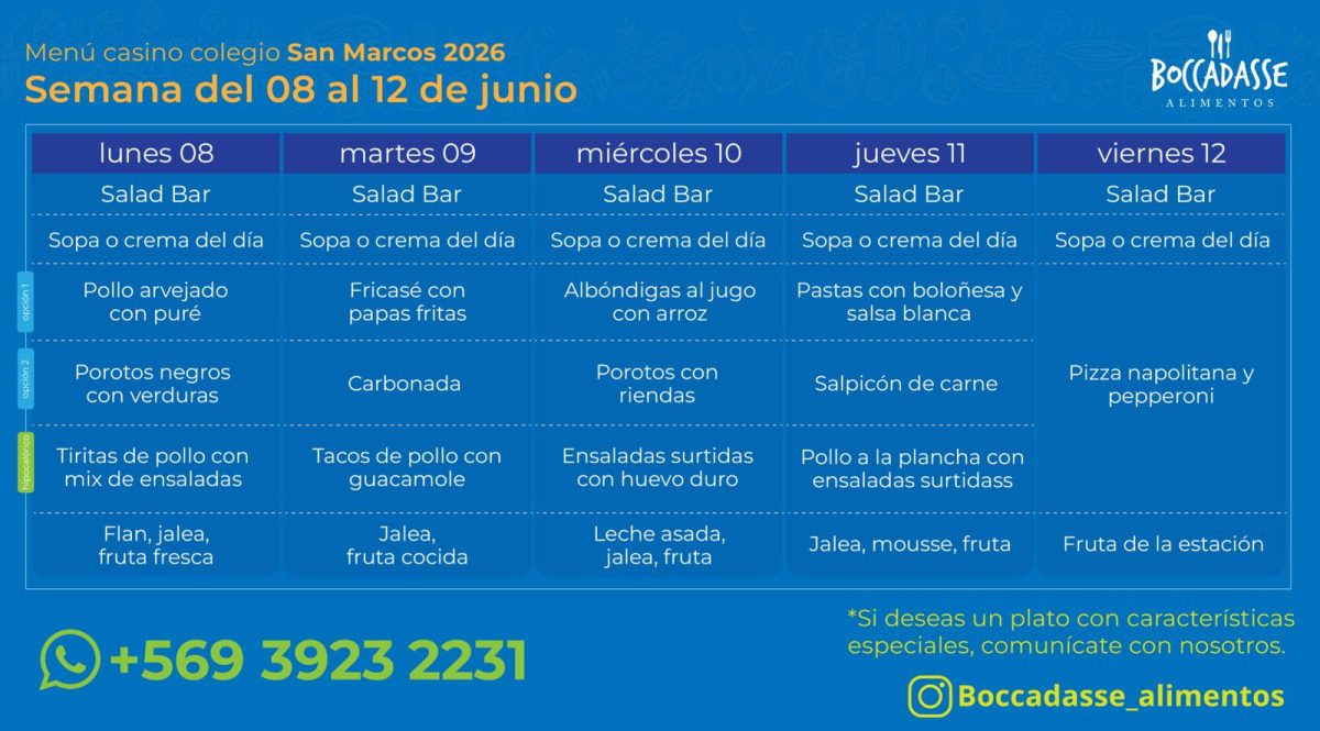Menú Casino del 8 al 12 de junio