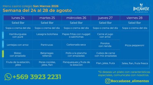 Menú Casino del 24 al 28 de agosto