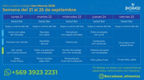 Menú Casino del 21 al 25 de septiembre