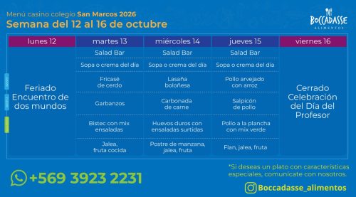 Menú Casino del 13 al 15 de octubre