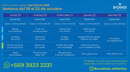 Menú Casino del 19 al 23 de octubre